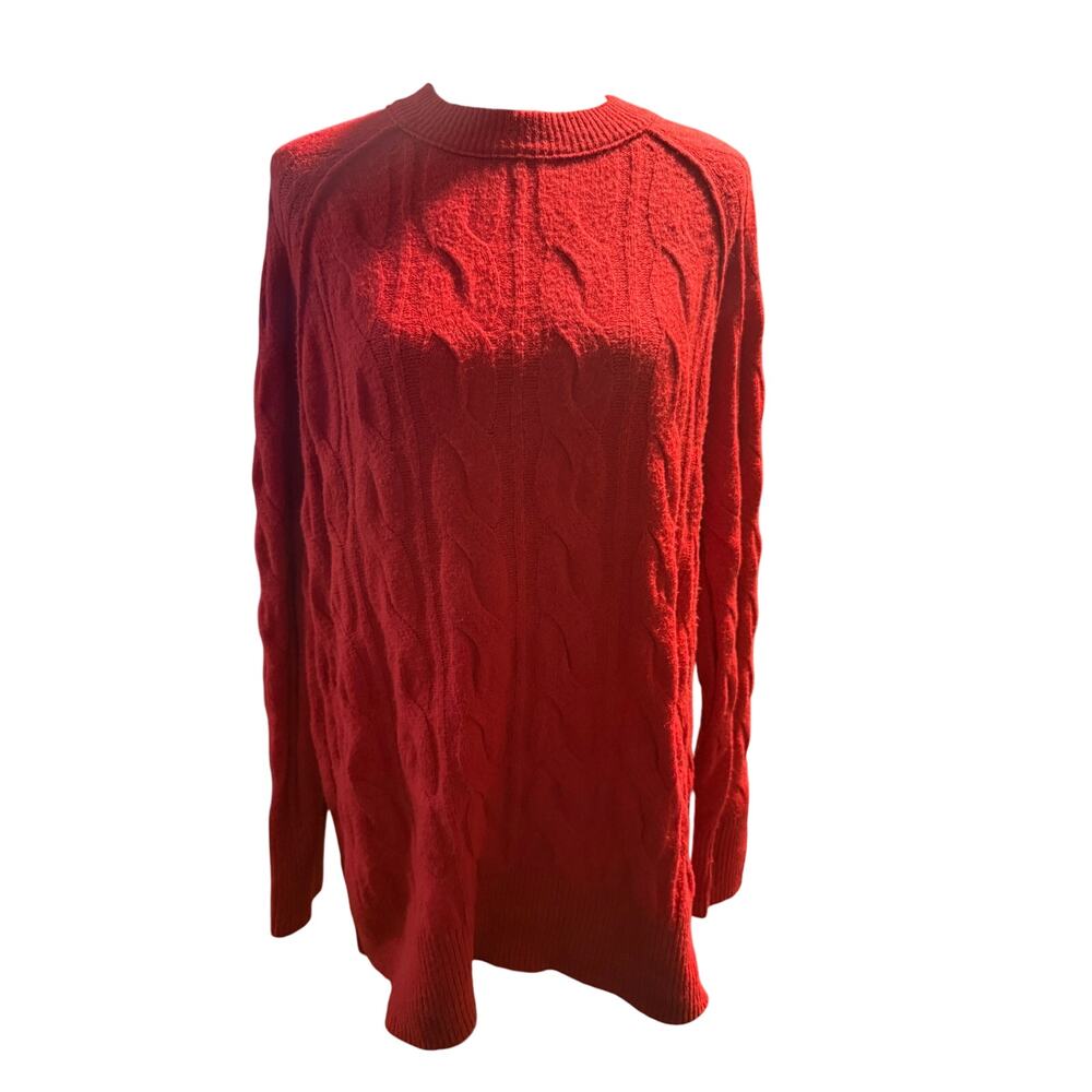 Aerie Oversized Sweater, Cozy Red Knit Pullover, Women's Medium